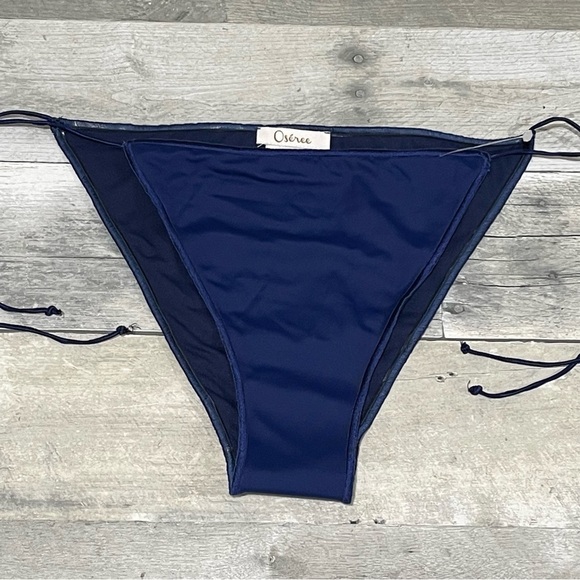 OSÉREE Side Tie Stretch Recycled Polyamide Blend Bikini Bottoms - Blue Sz-M - Picture 5 of 9